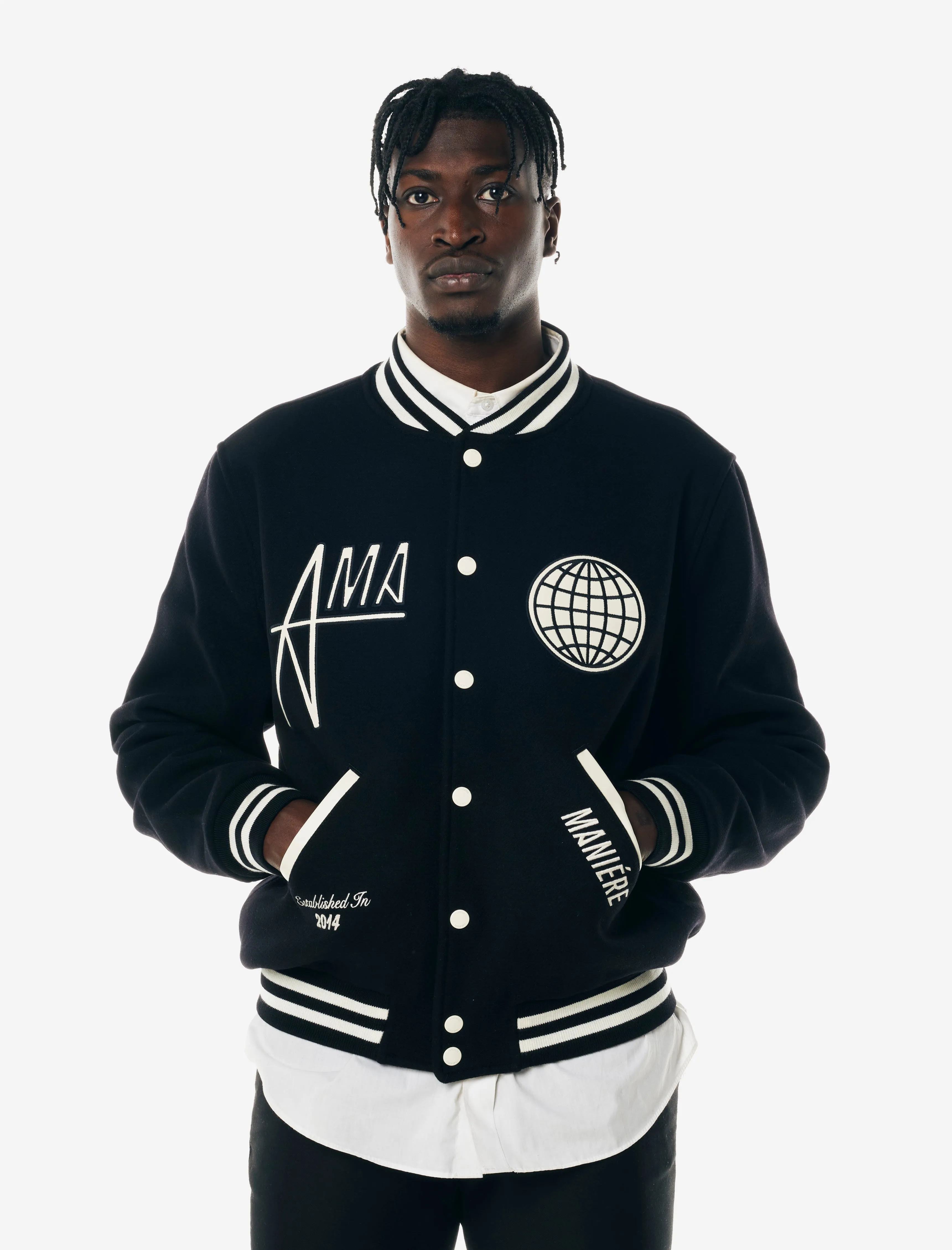 A MA MANIRE ANNIVERSARY VARSITY JACKET