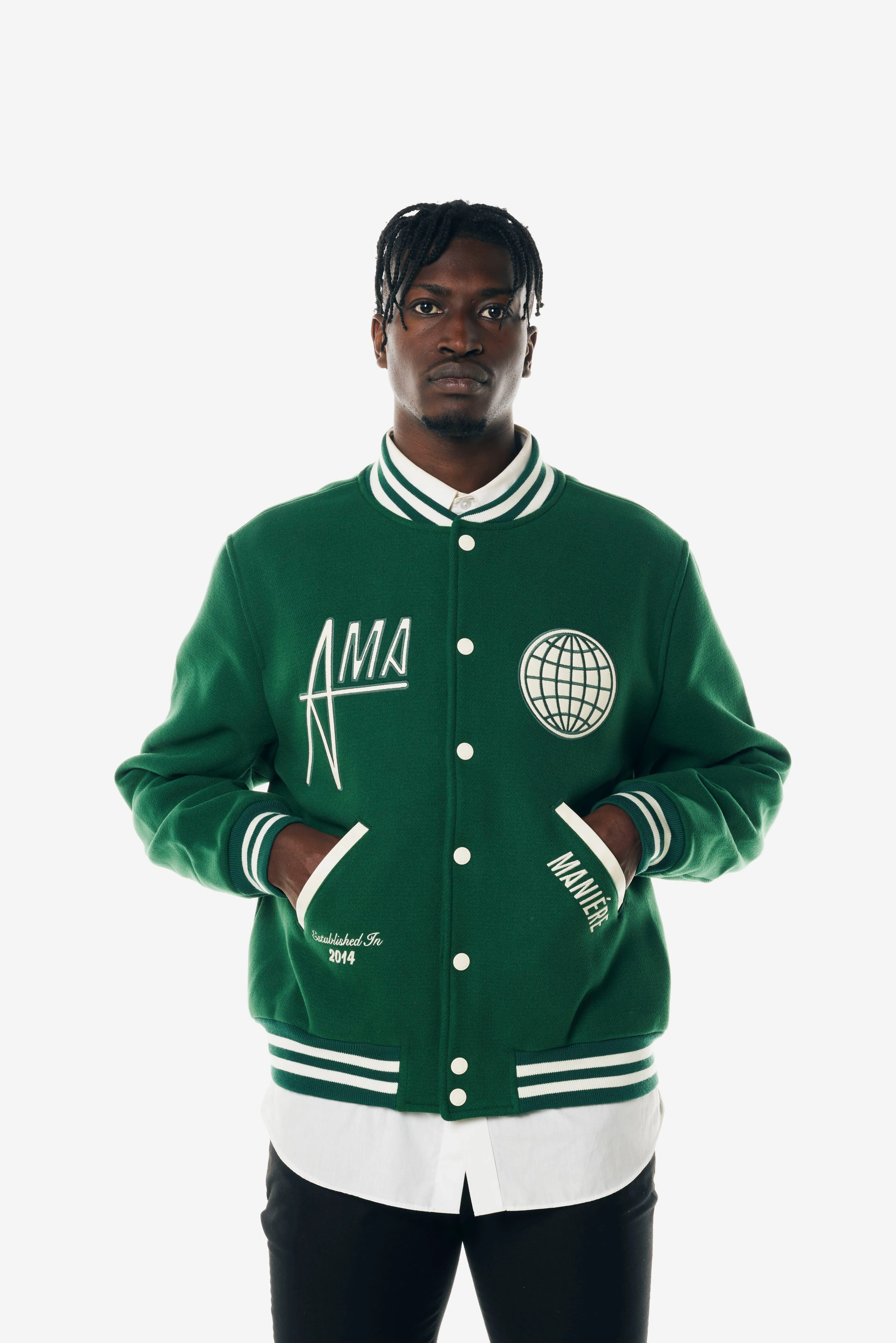 A MA MANIRE ANNIVERSARY VARSITY JACKET
