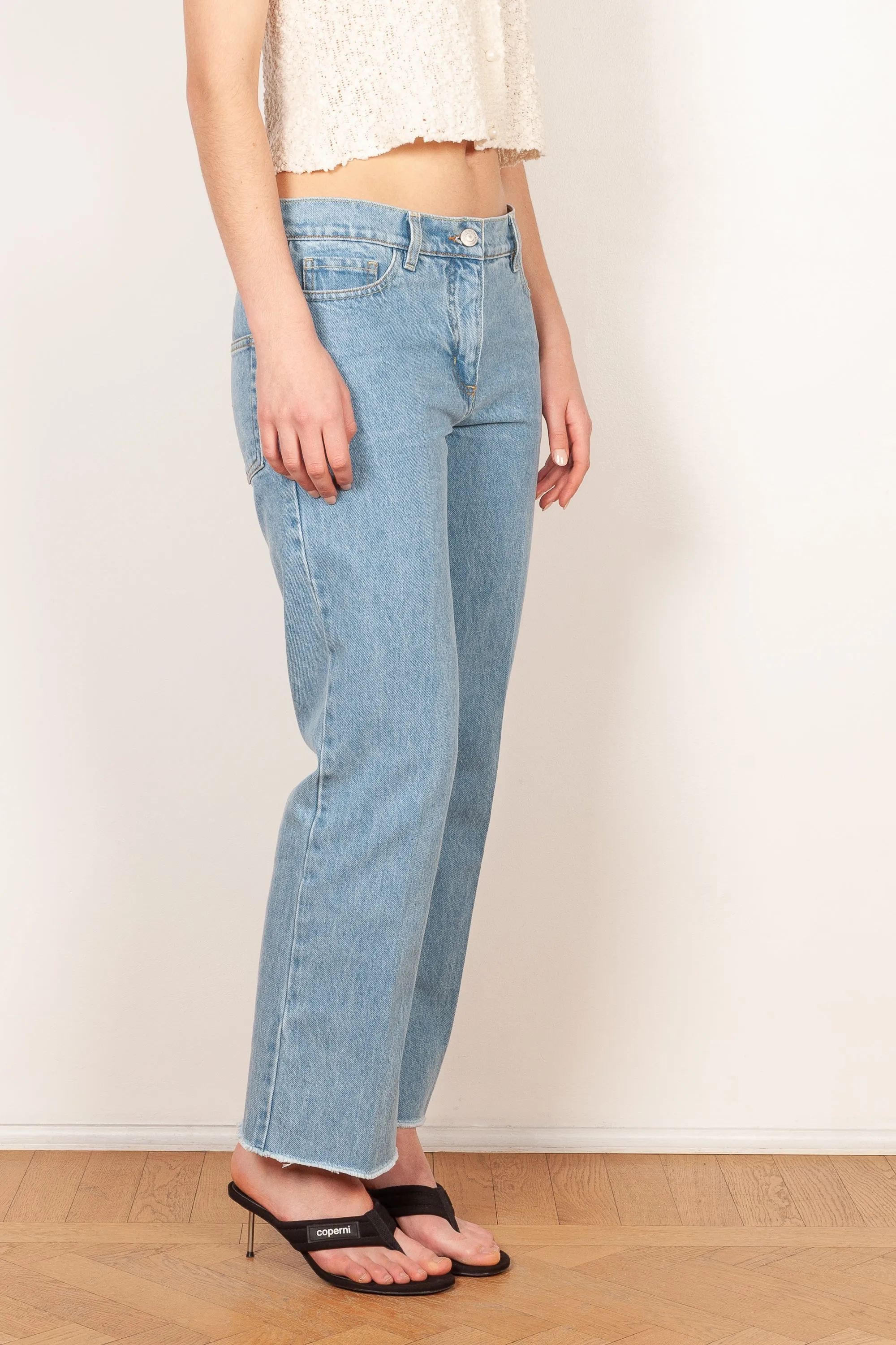 Cropped denim flare pants