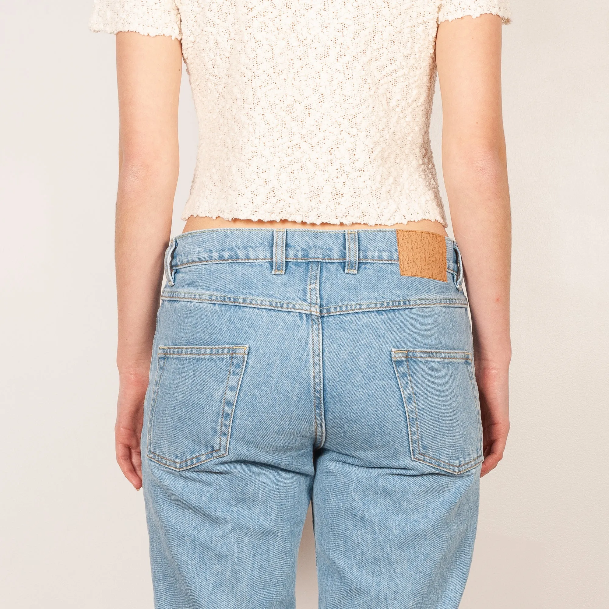 Cropped denim flare pants