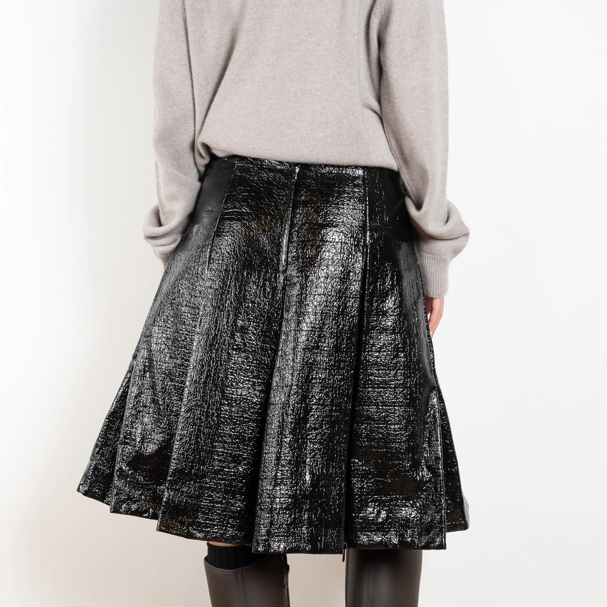 Lacquered Pleated Skirt