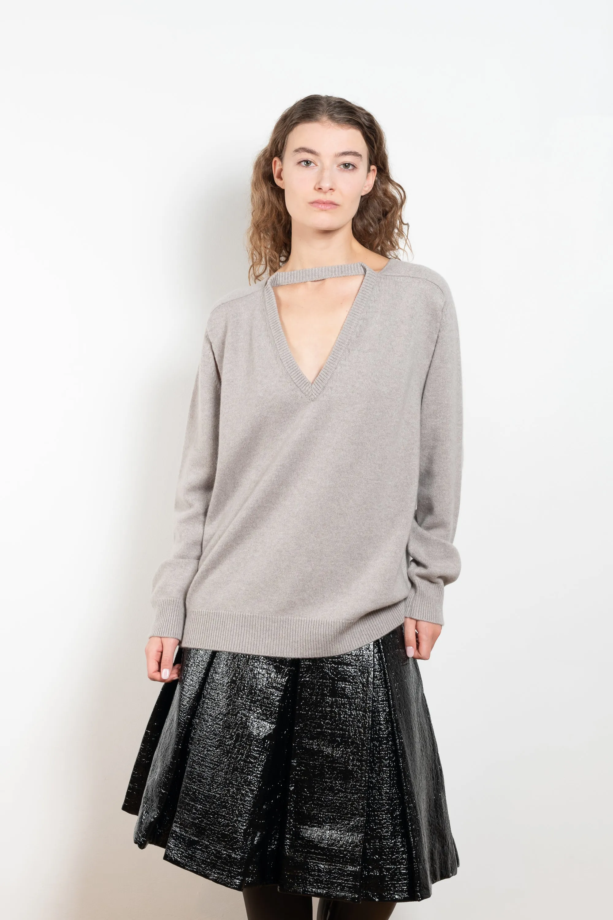 Lacquered Pleated Skirt