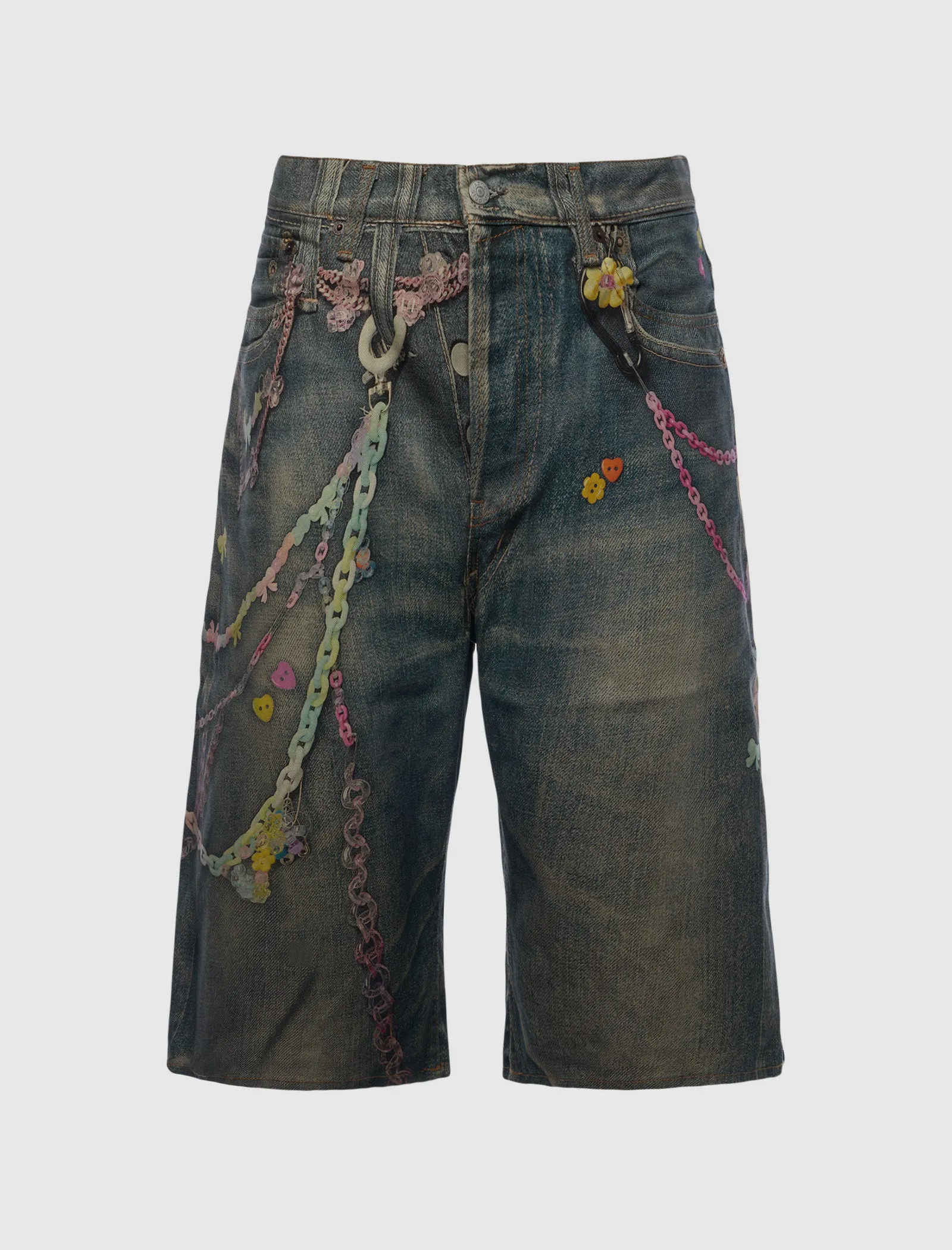 PRINTED DENIM SHORT