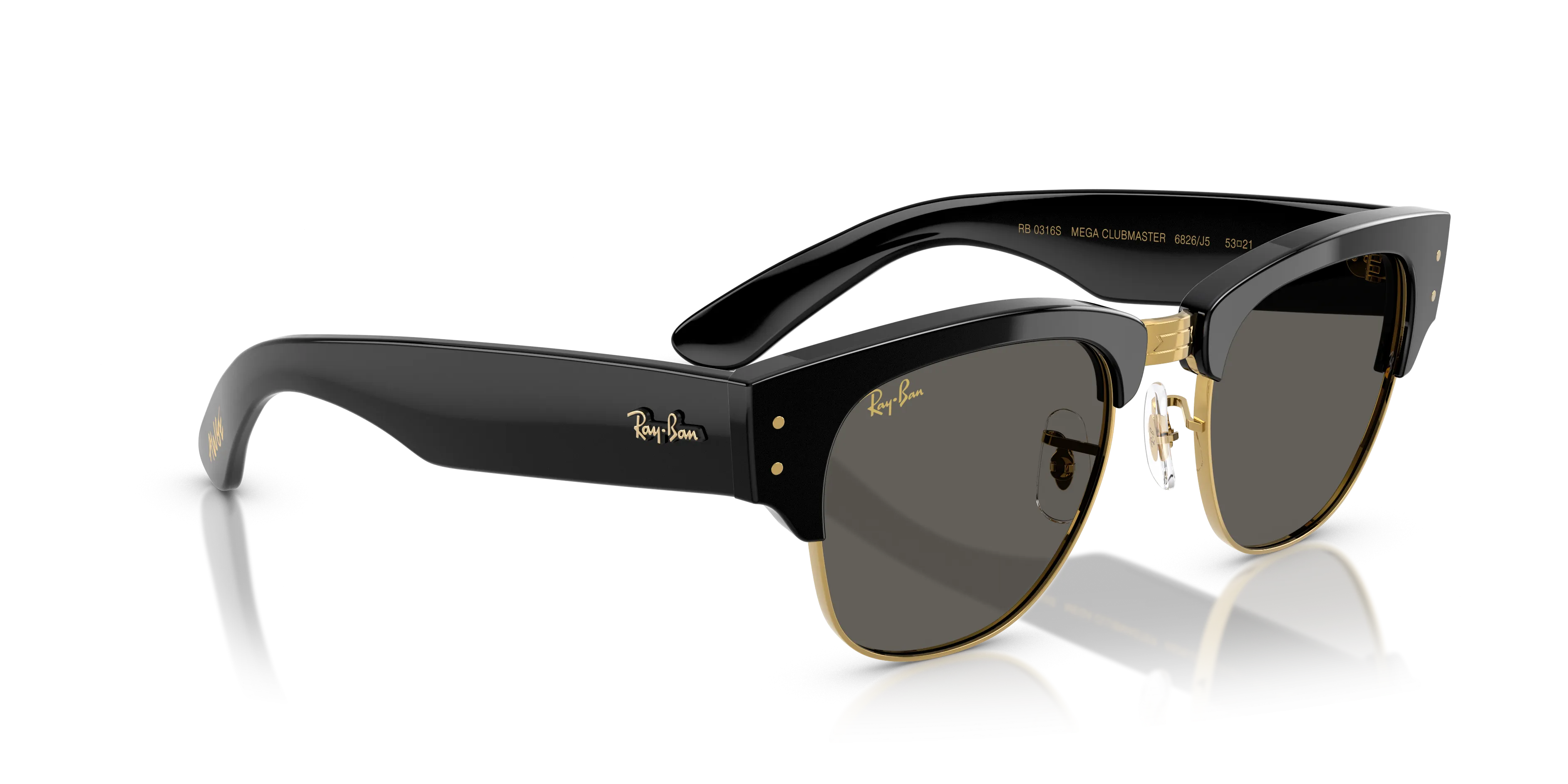 Ray-Ban x A$AP Rocky Blackout Collection Mega Clubmaster Black on Gold w/ Dark Grey