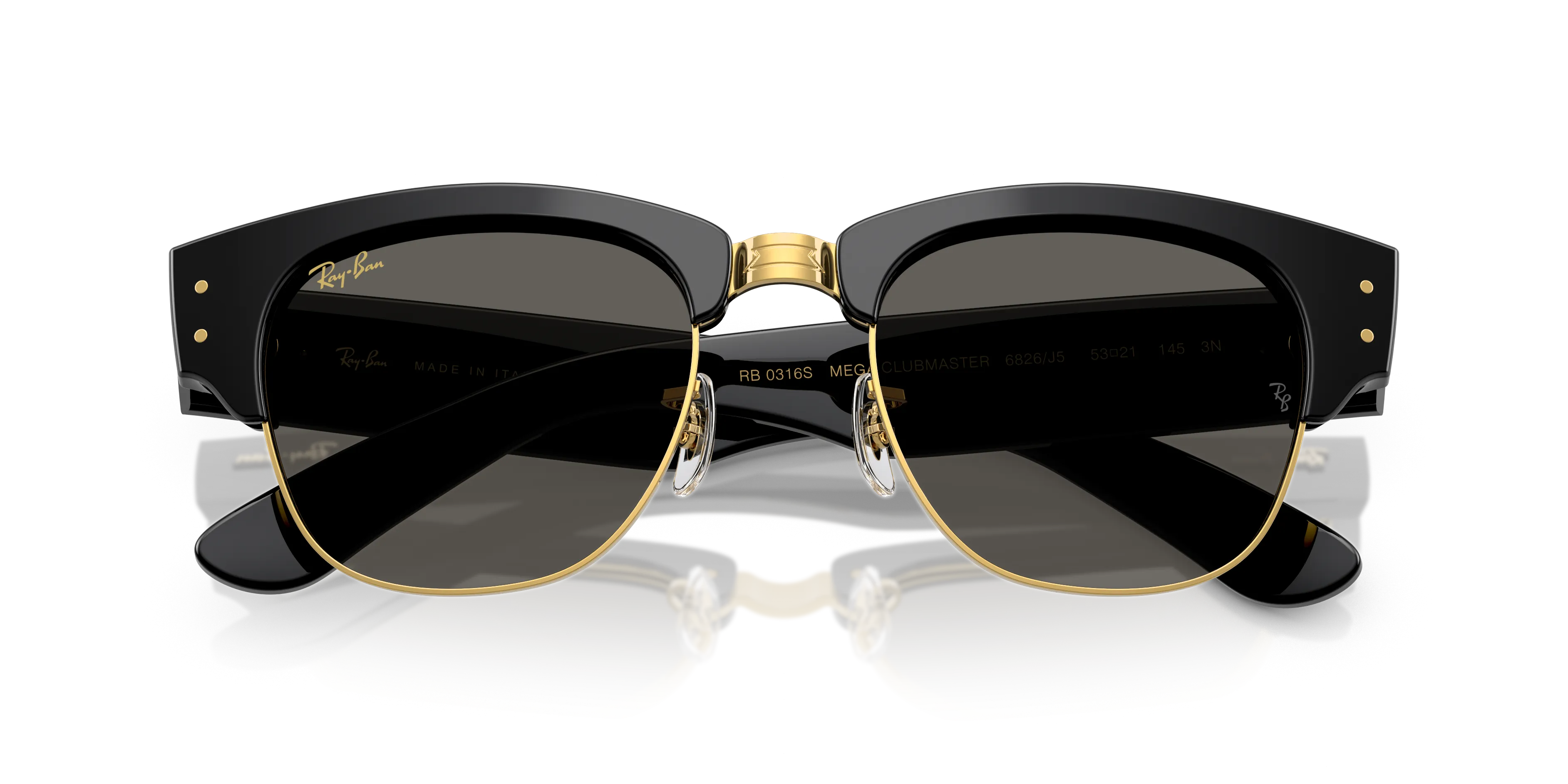 Ray-Ban x A$AP Rocky Blackout Collection Mega Clubmaster Black on Gold w/ Dark Grey