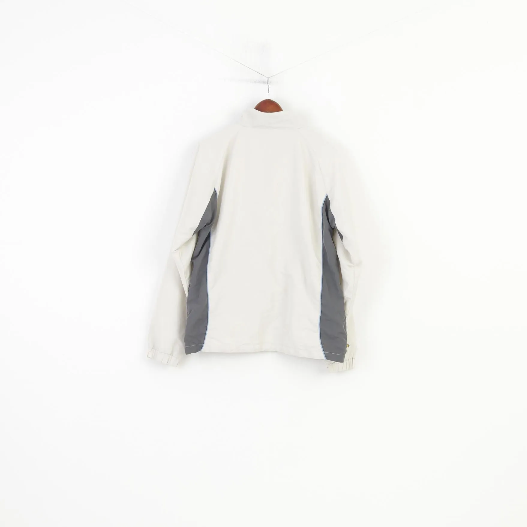 Reebok Men XL Jacket Full Zipper Cream Vintage Pockets 90s Outwear Top