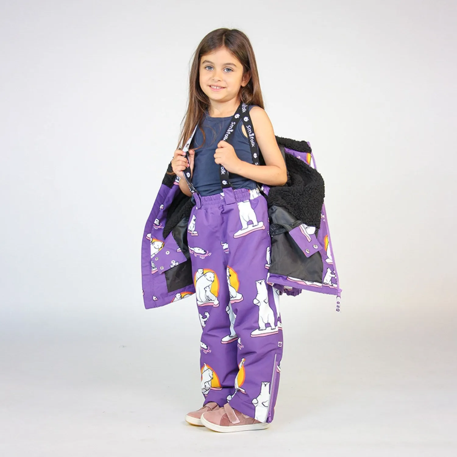 Smfolk Purple Heart Snow Pants With Polar Bears
