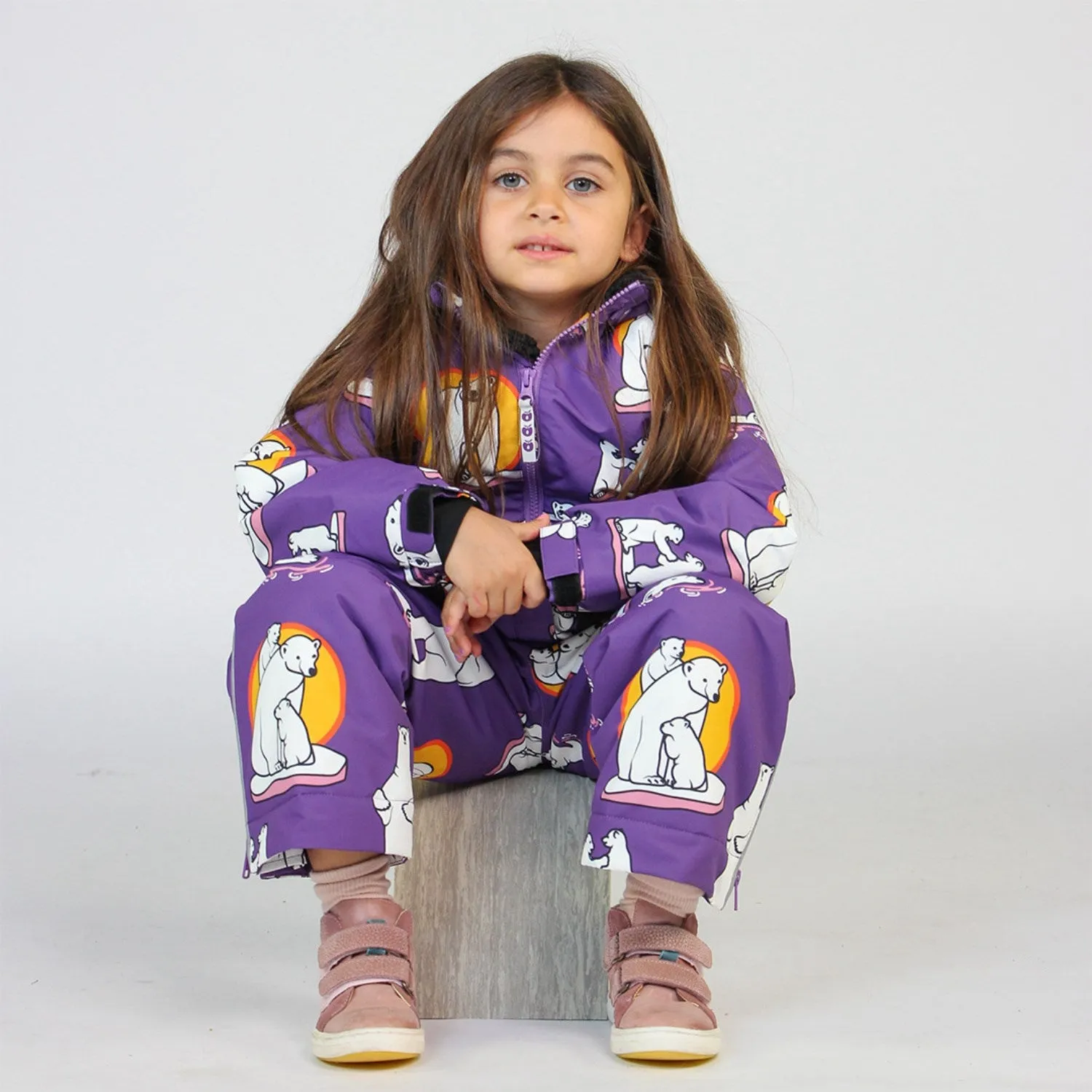 Smfolk Purple Heart Winter Coat With Polar Bears