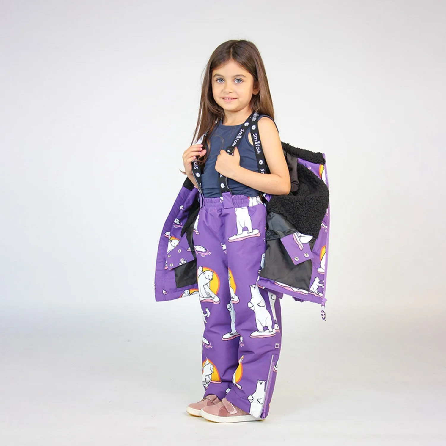 Smfolk Purple Heart Winter Coat With Polar Bears