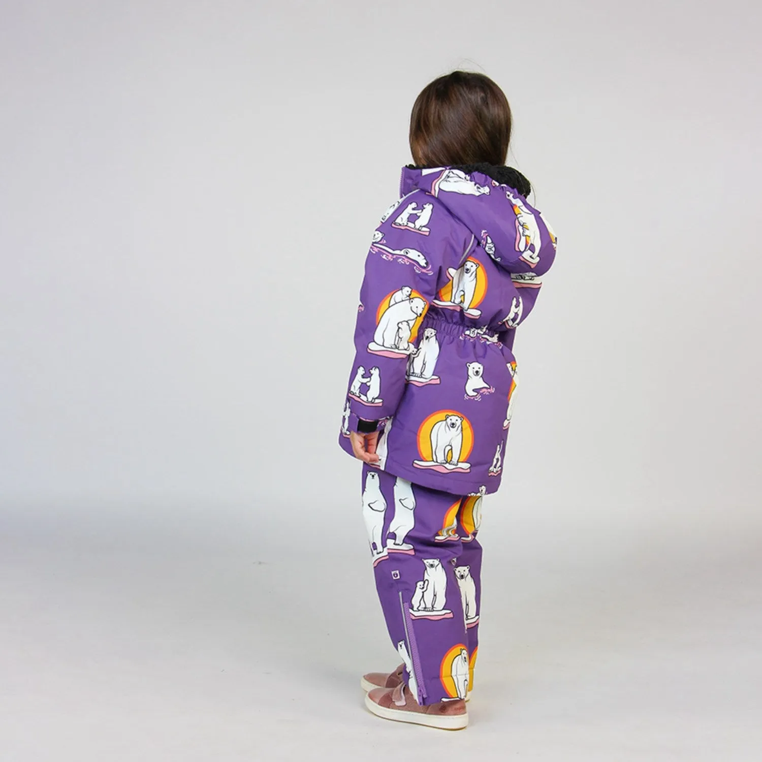 Smfolk Purple Heart Winter Coat With Polar Bears