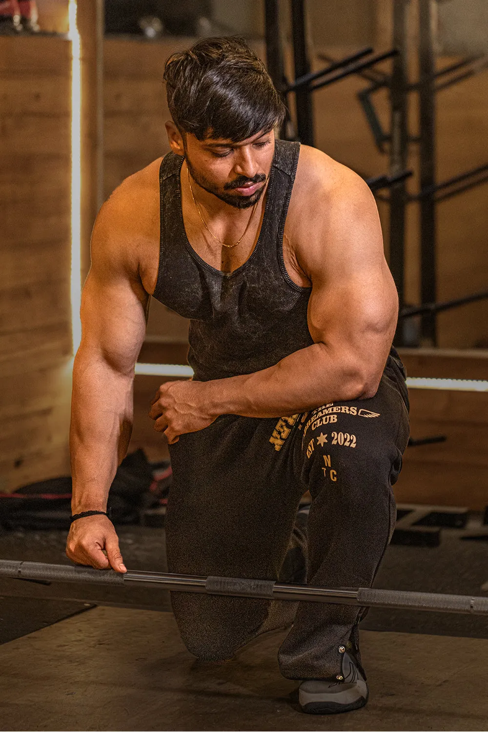 Washed Muscle-Up Ribbed Tank - Black